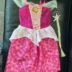 Disney Aurora from Sleeping Beauty Pink Princess  Dress Costume with braid